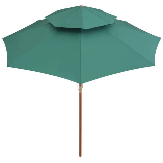 Berkfield Home Beautiful Double Decker Parasol 270x270 cm Wooden Pole Green - image 1