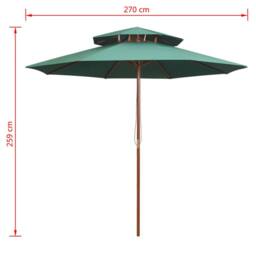 Berkfield Home Beautiful Double Decker Parasol 270x270 cm Wooden Pole Green - thumbnail 6