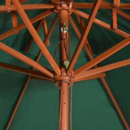 Berkfield Home Beautiful Double Decker Parasol 270x270 cm Wooden Pole Green - thumbnail 5