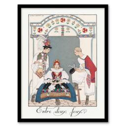 Artery8 Barbier Framed Wall Art Between Two Flames Vintage Czech Fashion in White - Size: A4 - thumbnail 1