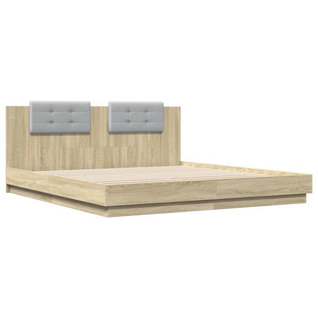 Berkfield Home Durable Bed Frame with LED without Mattress Sonoma Oak 180x200 cm in Light Brown - Size: Super King - image 1