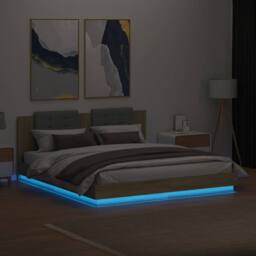Berkfield Home Durable Bed Frame with LED without Mattress Sonoma Oak 180x200 cm in Light Brown - Size: Super King - thumbnail 4