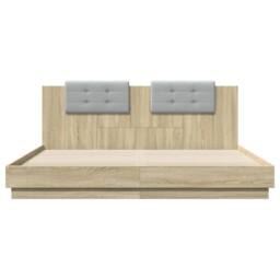 Berkfield Home Durable Bed Frame with LED without Mattress Sonoma Oak 180x200 cm in Light Brown - Size: Super King - thumbnail 6
