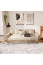 Living and Home Non-Slip Faux Plush Sherpa-Style Sofa Cover in Beige - Size: Medium - thumbnail 4