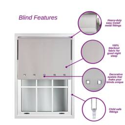 Furnished Green Blackout Roller Blind with Chrome Square Eyelets & Metal Fittings - Size: 90 cm width x 210 cm drop - thumbnail 2