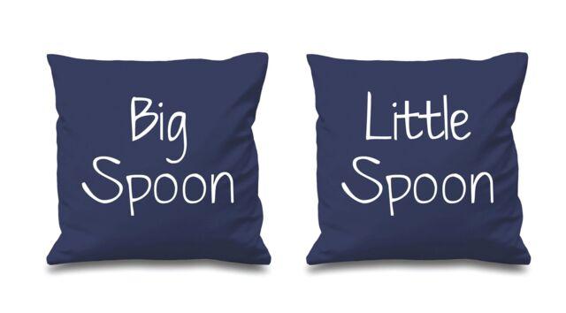 60 SECOND MAKEOVER Big Spoon Little Spoon Cushion Covers in Navy - Size: 40 cm x 40 cm