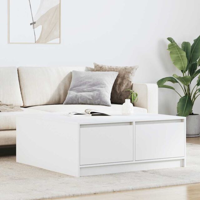 Berkfield Home Coffee Table with Drawers White 100x100x40 cm - Size: 100 x 100 x 40 cm - image 1
