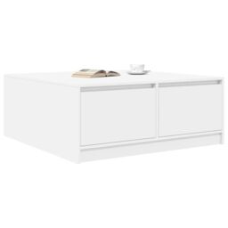 Berkfield Home Coffee Table with Drawers White 100x100x40 cm - Size: 100 x 100 x 40 cm - thumbnail 4