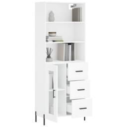 Berkfield Home Highboard White 69.5x34x180 cm Engineered Wood - thumbnail 1