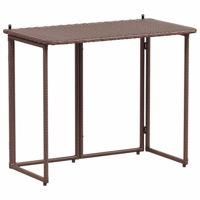 Berkfield Home Folding Garden Table Brown 90x51x75 cm Poly Rattan - Size: 90 x 51 x 75 cm - image 1