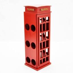 Minster Telephone Box Wine Rack - L30 x W30 x H77 cm in Red - Size: 1 Pack - thumbnail 1