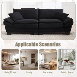 Direct Wicker Modern Oversized Loveseat Couch Upholstered Sofa in Black - Size: 2 Seater - thumbnail 6
