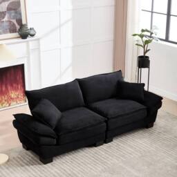 Direct Wicker Modern Oversized Loveseat Couch Upholstered Sofa in Black - Size: 2 Seater - thumbnail 8