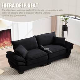 Direct Wicker Modern Oversized Loveseat Couch Upholstered Sofa in Black - Size: 2 Seater - thumbnail 5