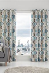 Fusion 'Sander' 100% Cotton Light Filtering Pair of Eyelet Curtains in Duck Egg Blue - Size: 117 cm width x 137 cm drop