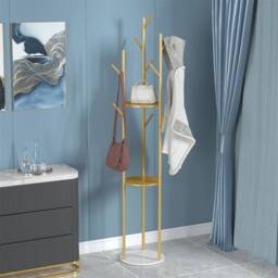 Havendro Heavy Duty Marble Tall Coat Rack For Home Use in Gold - thumbnail 3