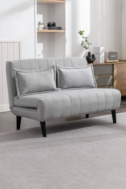 More4Homes Harper 2 Seater Folding Clic Clac Fabric Lounge Futon Sofa Bed in Grey - image 1