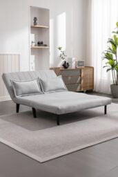 More4Homes Harper 2 Seater Folding Clic Clac Fabric Lounge Futon Sofa Bed in Grey - thumbnail 5