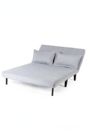 More4Homes Harper 2 Seater Folding Clic Clac Fabric Lounge Futon Sofa Bed in Grey - thumbnail 3