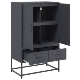Berkfield Home Highboard Anthracite 68x39x111.5 cm Steel in Charcoal - thumbnail 8