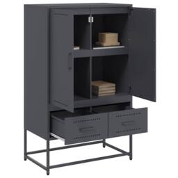 Berkfield Home Highboard Anthracite 68x39x111.5 cm Steel in Charcoal - thumbnail 4