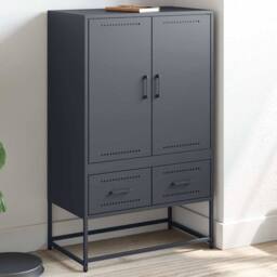 Berkfield Home Highboard Anthracite 68x39x111.5 cm Steel in Charcoal - thumbnail 2