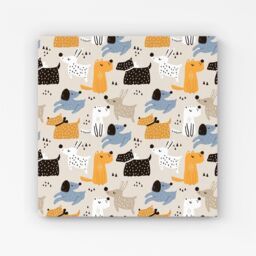"Warren Reed - Designer Hand Drawn Dogs Canvas in Brown - Size: W16"" x H16""" - thumbnail 1