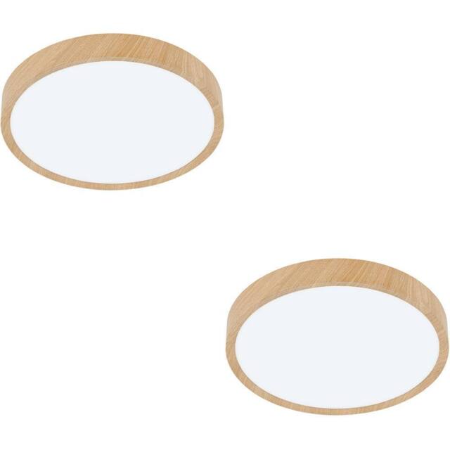 Loops 2 PACK Stylish Natural Wooden Effect Indoor Ceiling Light for Any Room - image 1