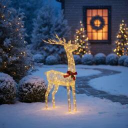 Pegdev 127cm Gold Rattan LED Christmas Reindeer 450 Warm White Lights Outdoor - thumbnail 3