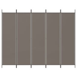 Berkfield Home 5-Panel Room Divider Anthracite 250x200 cm Fabric in Black - thumbnail 3