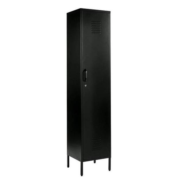 Moderna Black Metal 3 Shelve Locker Cabinet, 1 Door Storage Cupboard for Home or Office - Size: Large - image 1