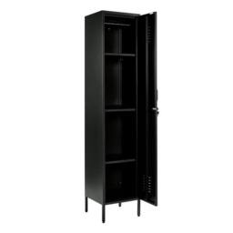 Moderna Black Metal 3 Shelve Locker Cabinet, 1 Door Storage Cupboard for Home or Office - Size: Large - thumbnail 2