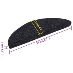 Berkfield Home 15 pcs Self-adhesive Stair Mats Needle Punch 56x17x3 cm Black - Size: Medium - thumbnail 8