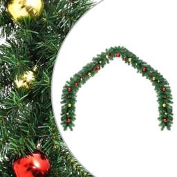 Berkfield Home Christmas Garland Decorated with Baubles 5 m in Green - thumbnail 1