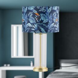 First Choice Lighting Aura - Satin Brass Table Lamp with Toucan Velvet Shade in Gold - thumbnail 6