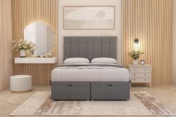 Somnior Austin Linen Fabric End Opening Ottoman Bed Set with Midnight Mattress in Mid Grey - Size: Small Single - thumbnail 4