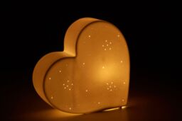 Orsina Kids Heart Night Light, Pink Ceramic Heart Design With Soft Glow, Comforting Bedtime Light For Girls' in White - thumbnail 3
