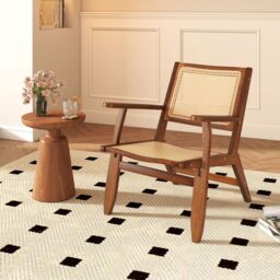 Gymax Boho Rattan Accent Chair Mid Century Modern Lounge Armchair-Walnut in Walnut - thumbnail 5