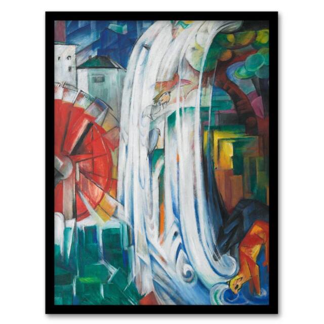Artery8 The Bewitched Mill Colourful Franz Marc Vintage Framed Wall Art Print - Size: A4 - image 1
