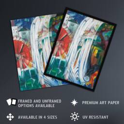 Artery8 The Bewitched Mill Colourful Franz Marc Vintage Framed Wall Art Print - Size: A4 - thumbnail 2