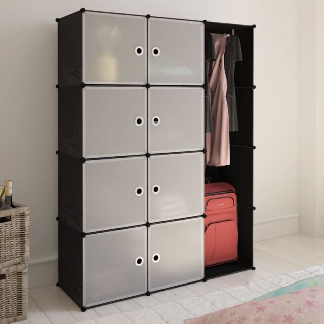 Berkfield Home Modular Cabinet 9 Compartments 37x115x150 cm Black & White - Size: 37 x 115 x 150 cm - image 1