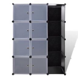 Berkfield Home Modular Cabinet 9 Compartments 37x115x150 cm Black & White - Size: 37 x 115 x 150 cm - thumbnail 3