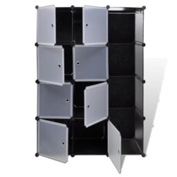 Berkfield Home Modular Cabinet 9 Compartments 37x115x150 cm Black & White - Size: 37 x 115 x 150 cm - thumbnail 4
