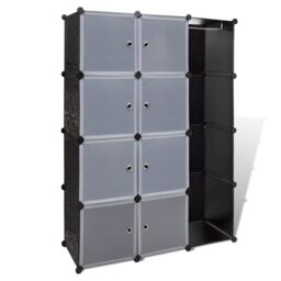 Berkfield Home Modular Cabinet 9 Compartments 37x115x150 cm Black & White - Size: 37 x 115 x 150 cm - thumbnail 2