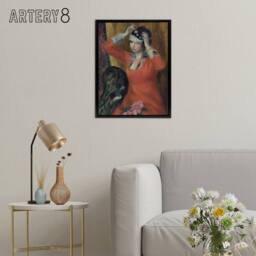 "Artery8 Girl in Red Dress Pinning on Hat Glackens Framed Canvas Wall Art Print - Size: W12"" x H16""" - thumbnail 3
