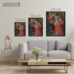 "Artery8 Girl in Red Dress Pinning on Hat Glackens Framed Canvas Wall Art Print - Size: W12"" x H16""" - thumbnail 4