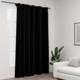 Berkfield Home Linen-Look Blackout Curtains with Hooks Black 290x245 cm