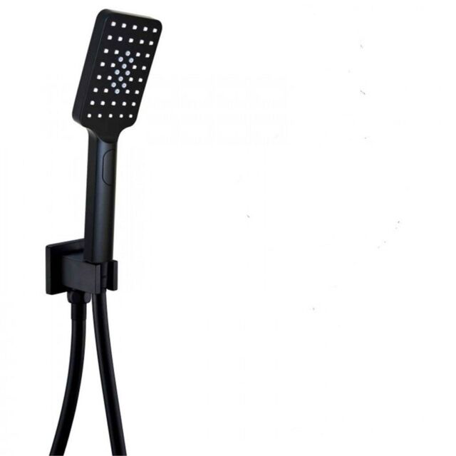 Clifton Shower Square Outlet Elbow with Wall Bracket & Handset Matt Black - image 1