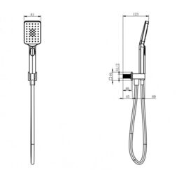 Clifton Shower Square Outlet Elbow with Wall Bracket & Handset Matt Black - thumbnail 2