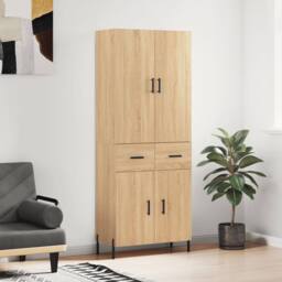 Berkfield Home Highboard Sonoma Oak 69.5x34x180 cm Engineered Wood in Brown - thumbnail 2